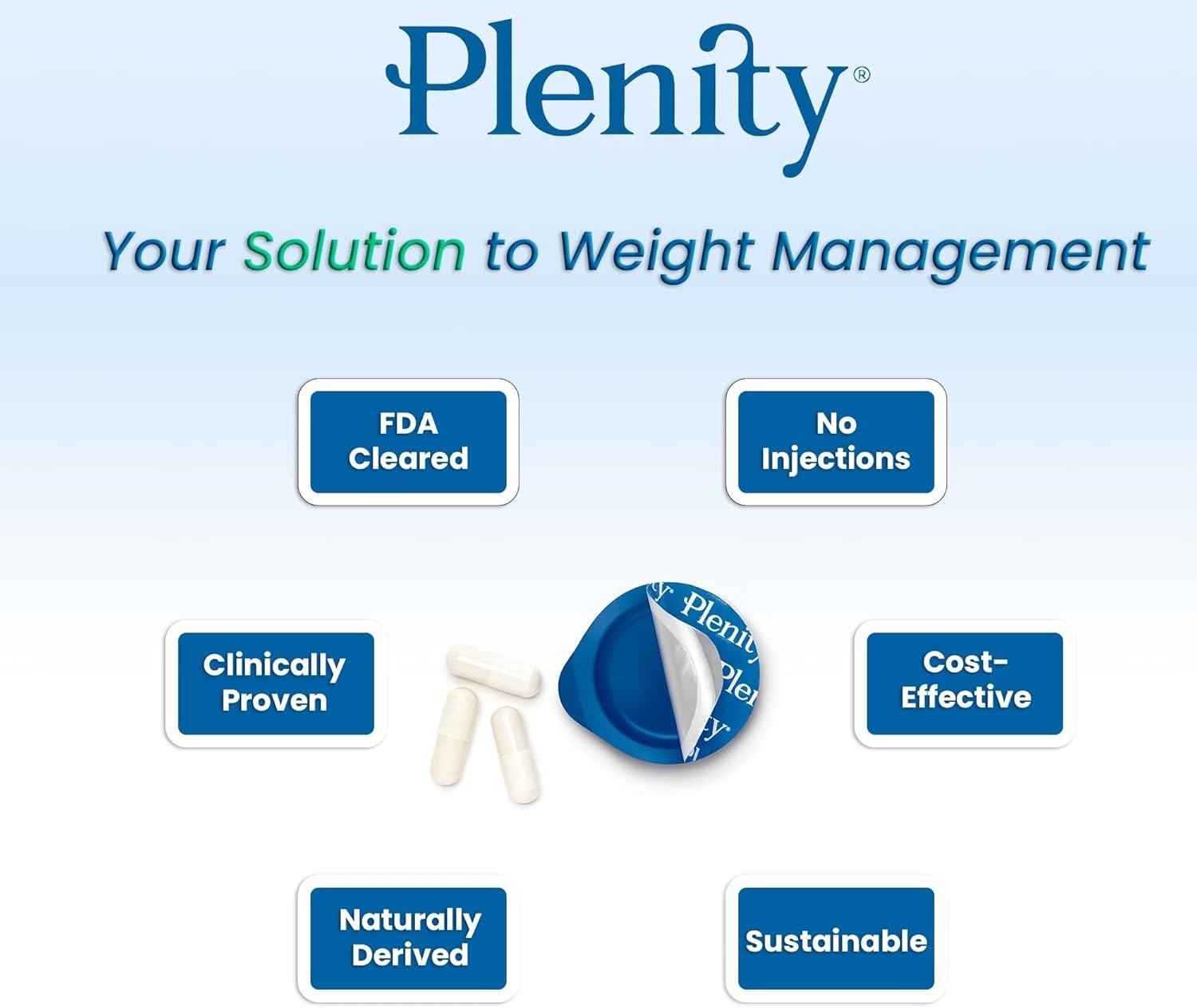 Plenity FDA-Cleared Hydrogel Capsules for Appetite Control – 3 Month Supply
