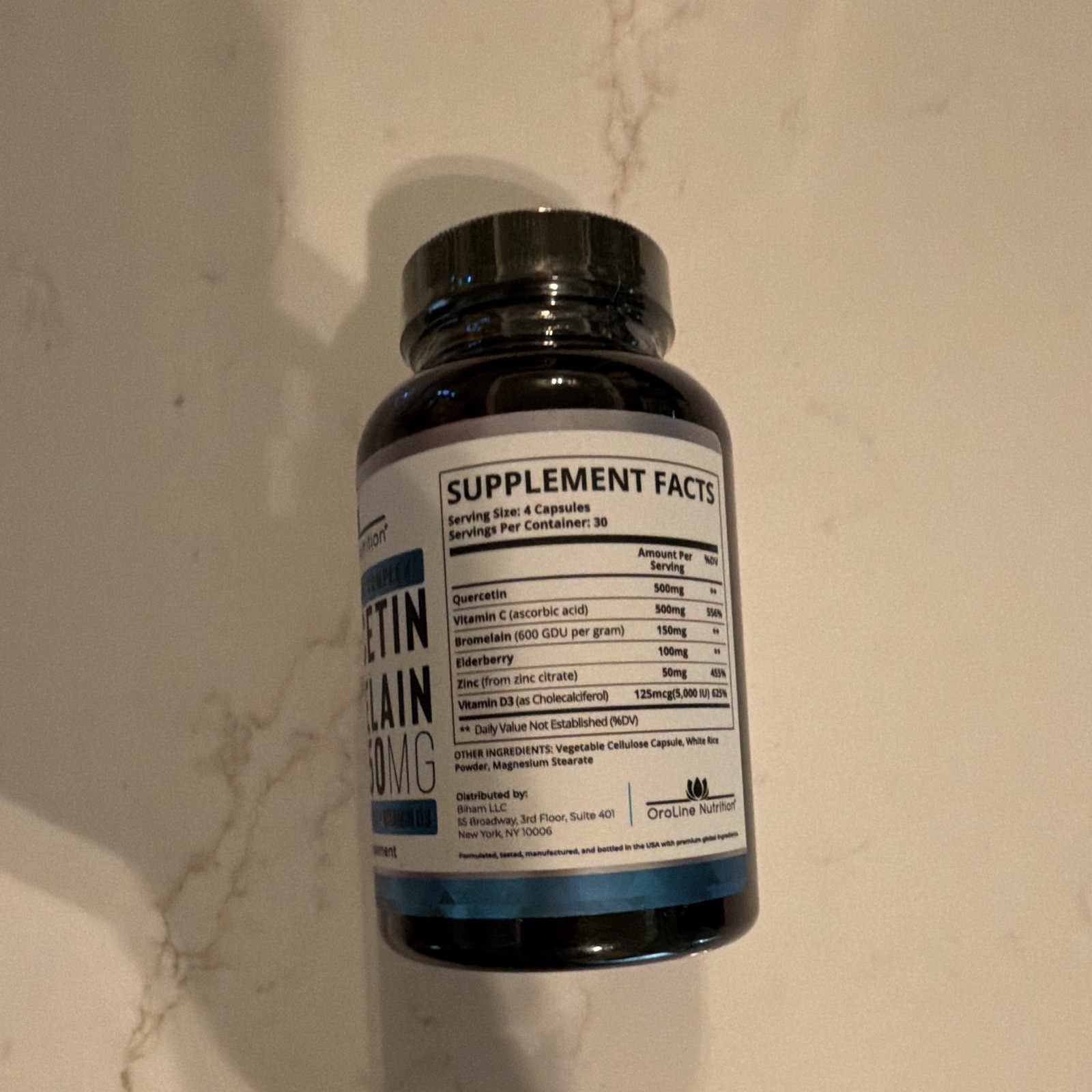 OroLine Nutrition Quercetin 50mg + Bromelain Zinc Immune, 120 Veg Capsules