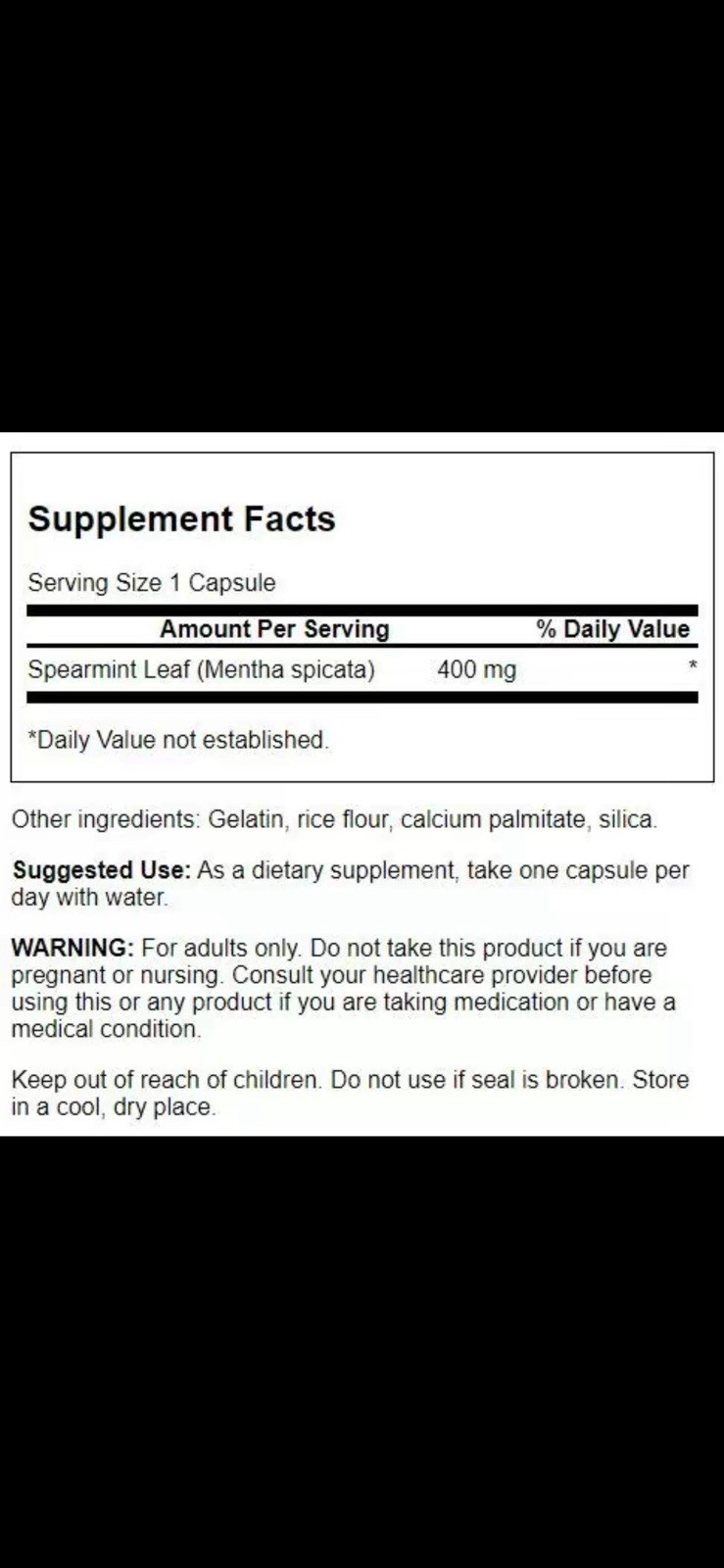 Swanson Spearmint Leaf 400 mg 60 Capsules Digestive Support Non-GMO Exp 03/2029