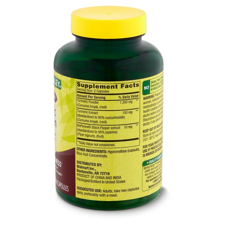 Spring Valley Ultra Strength Turmeric Curcumin Dietary Supplement 1,500 mg 90 Ct