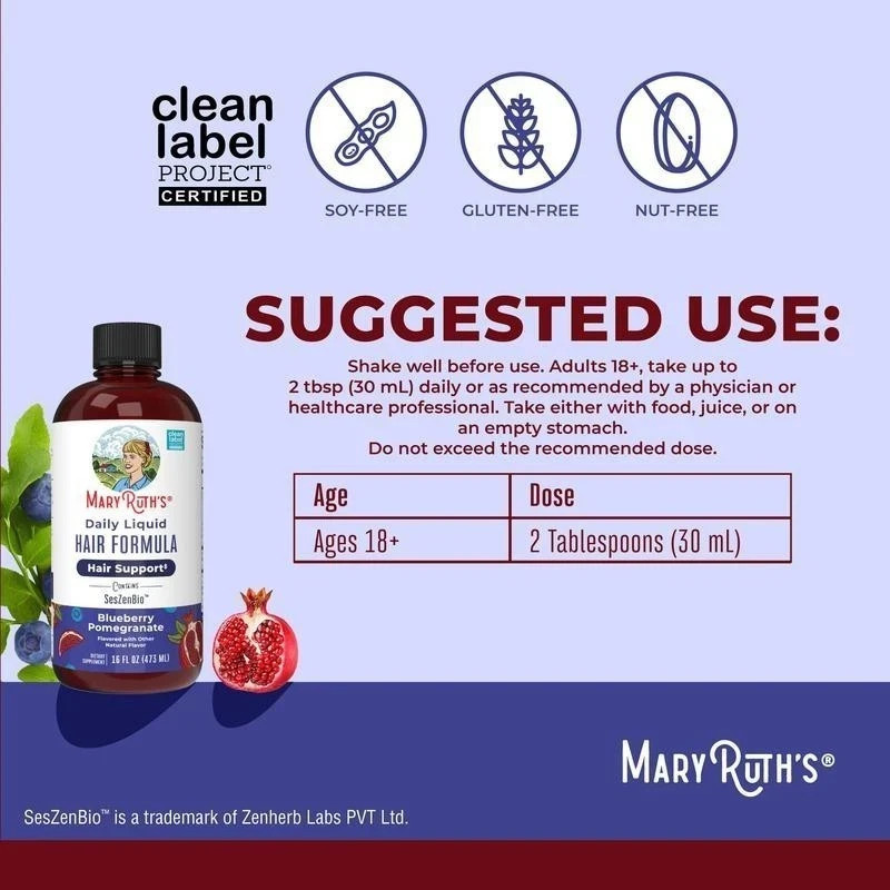 MaryRuth’s Daily Liquid Hair Formula – Hair Support – Thicker Hair for Women16oz