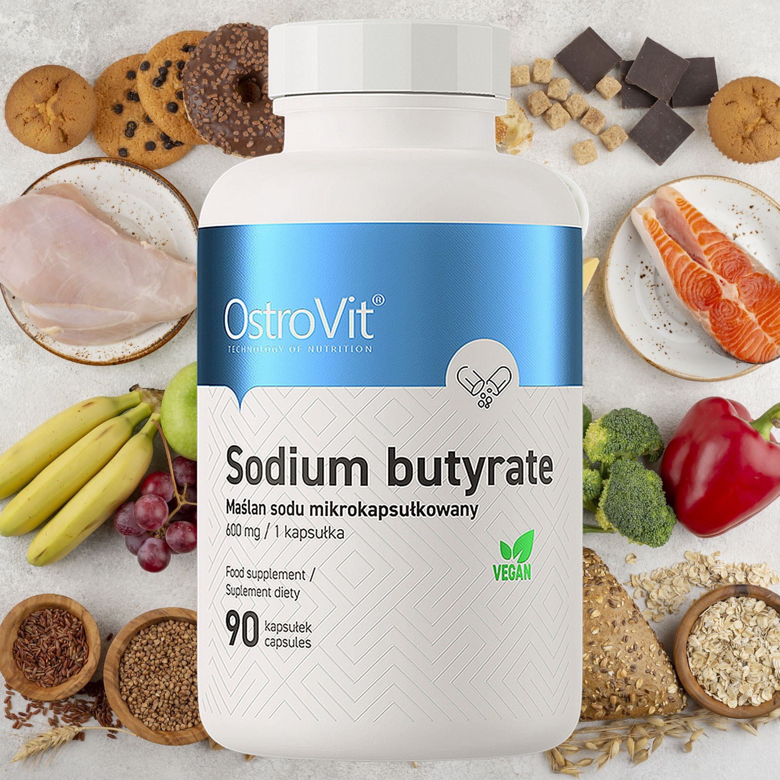 SODIUM BUTYRATE – 90 Capsules – nourishes intestinal cells, intestinal barrier