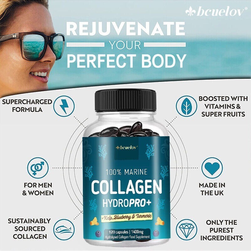 Collagen + Kelp, Blueberry and Turmeric for Hair Skin Nail Health