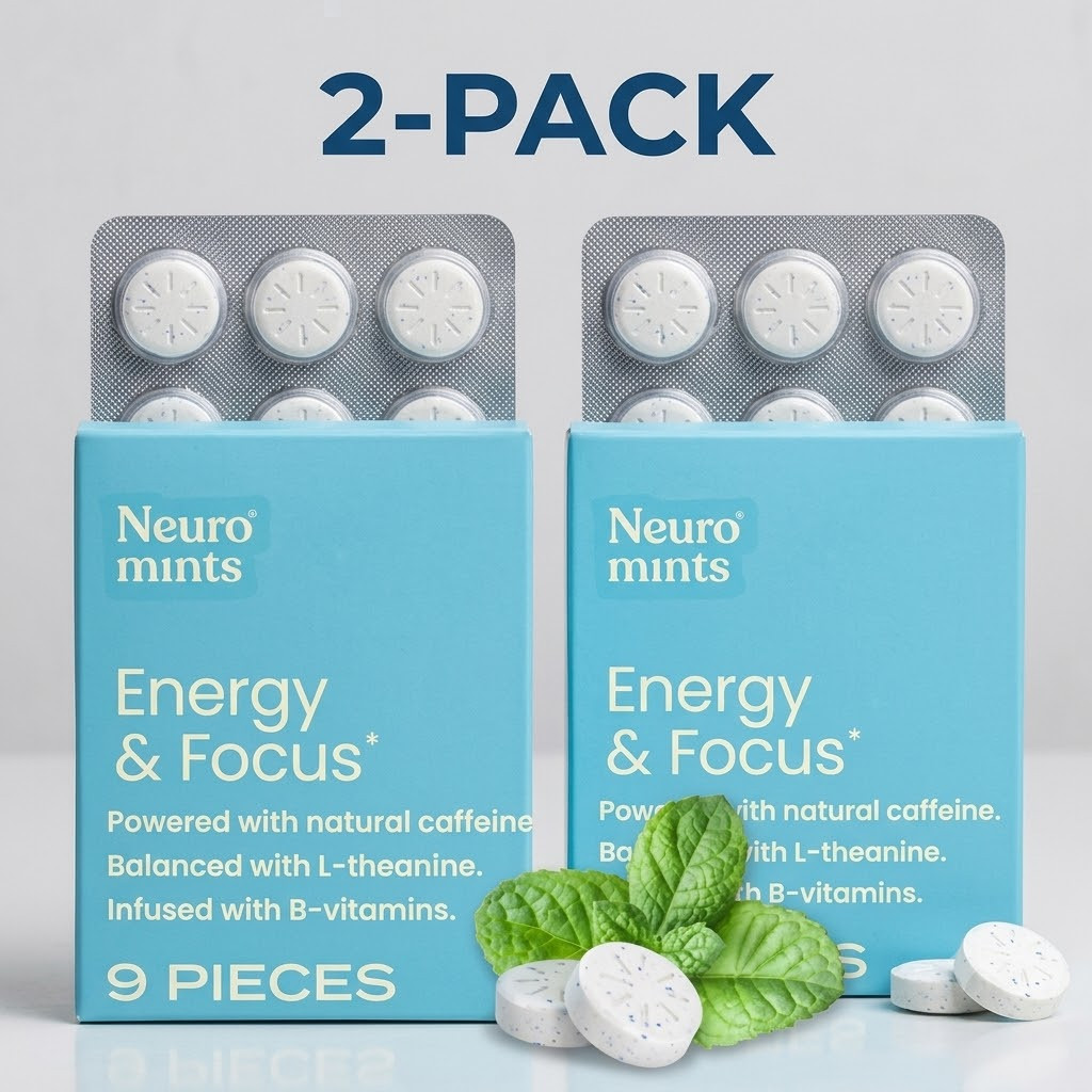 2Pk Neuro Mints Energy & Focus Peppermint Caffeine L-Theanine B-Vitamins