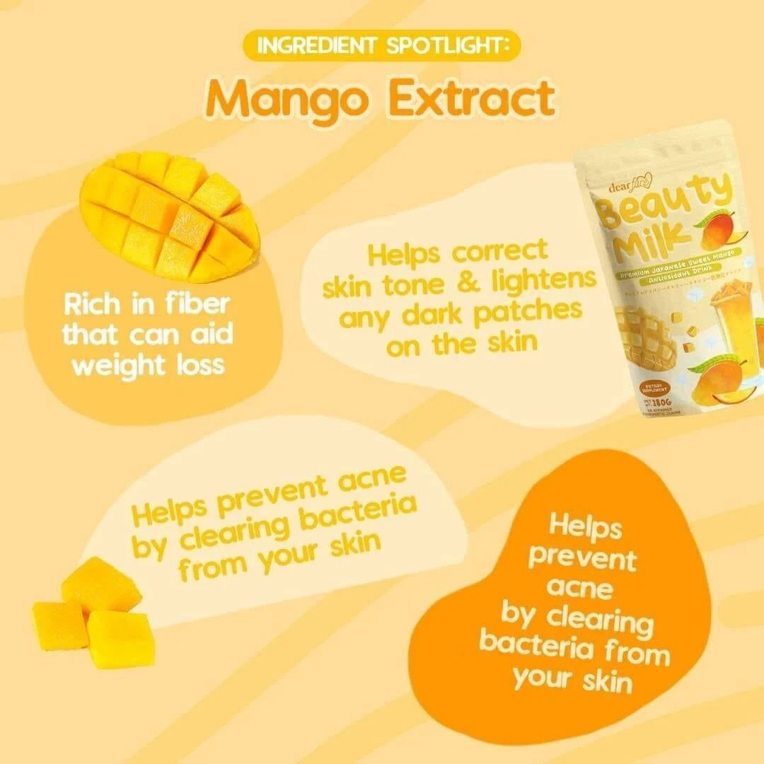 Dear Face Beauty Milk Premium Japanese Sweet Mango, Antioxidant Drink 10 Sachets