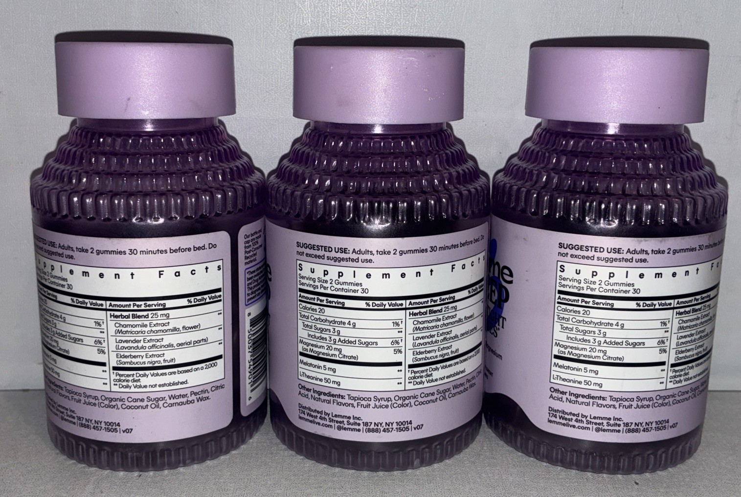 Lot Of 3-LEMME SLEEP SLEEP TIGHT GUMMIES Melatonin Magnesium 60 Ct Each