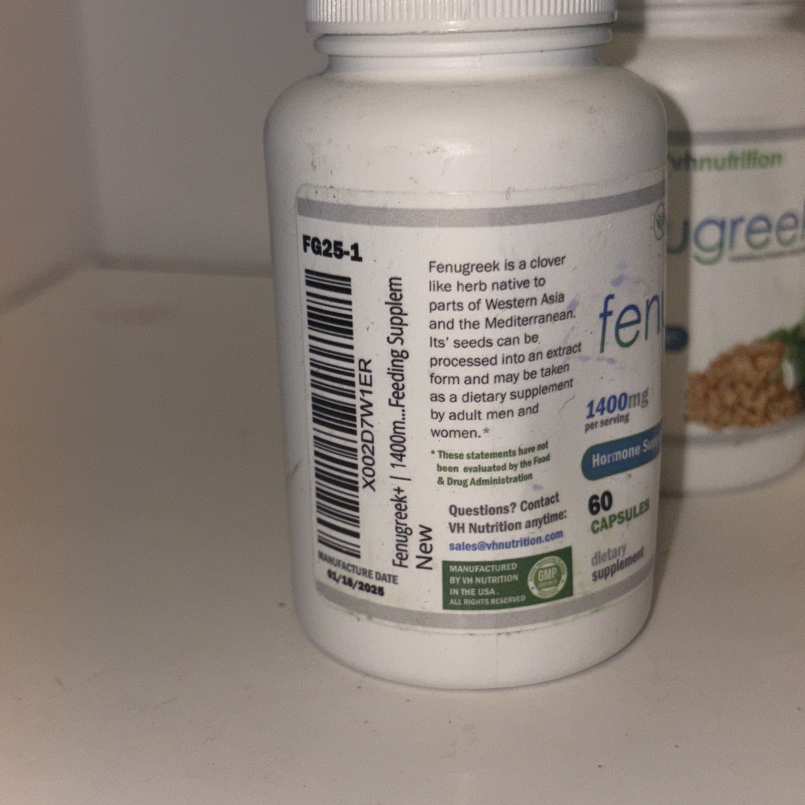 VH Nutrition Fenugreek+ 1400mg Extra Strength Fenugreek 60ct Three PK MFG1/2025