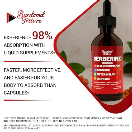Berberine Drops with Ceylon Cinnamon Supplement, Berberine 2 Fl Oz (Pack of 2)