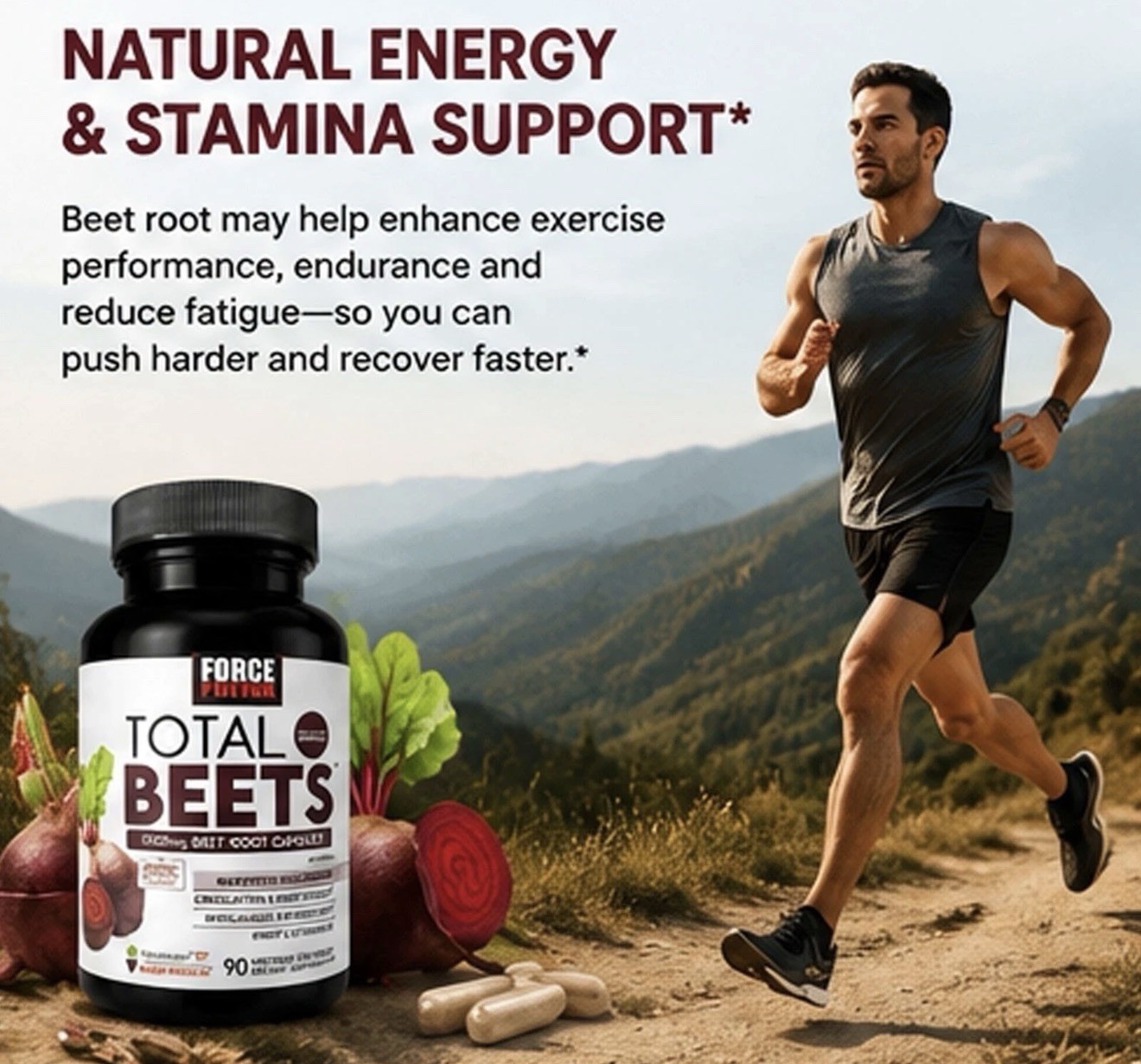 (2)- Force Factor Total Beets 1800mg Beet Root & Grapeseed 90 Vegetable Capsules