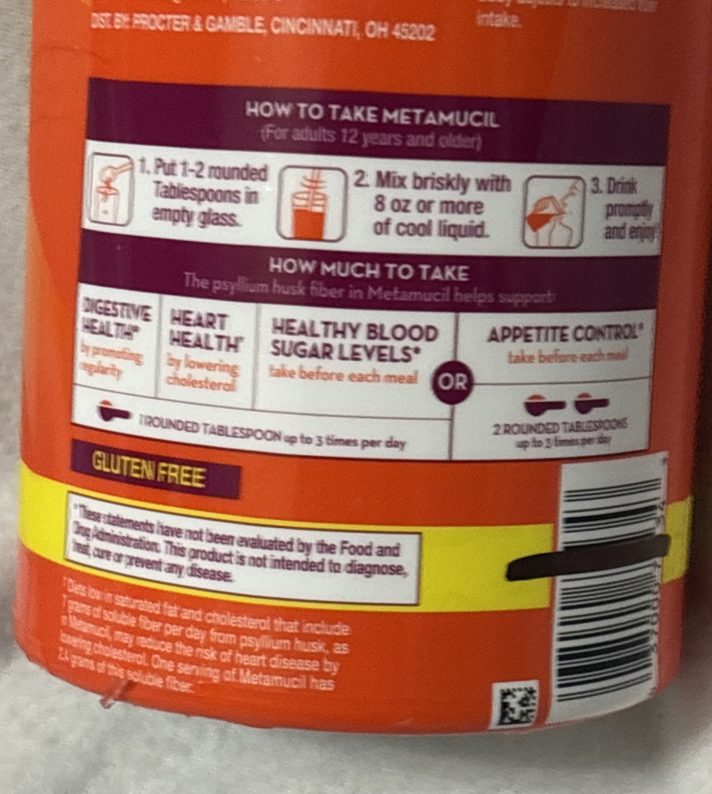 Metamucil 4-in-1 Fiber Powder-Orange Flavor-48.2 Oz(3 Lb) ea. Lot of 3-EX2028