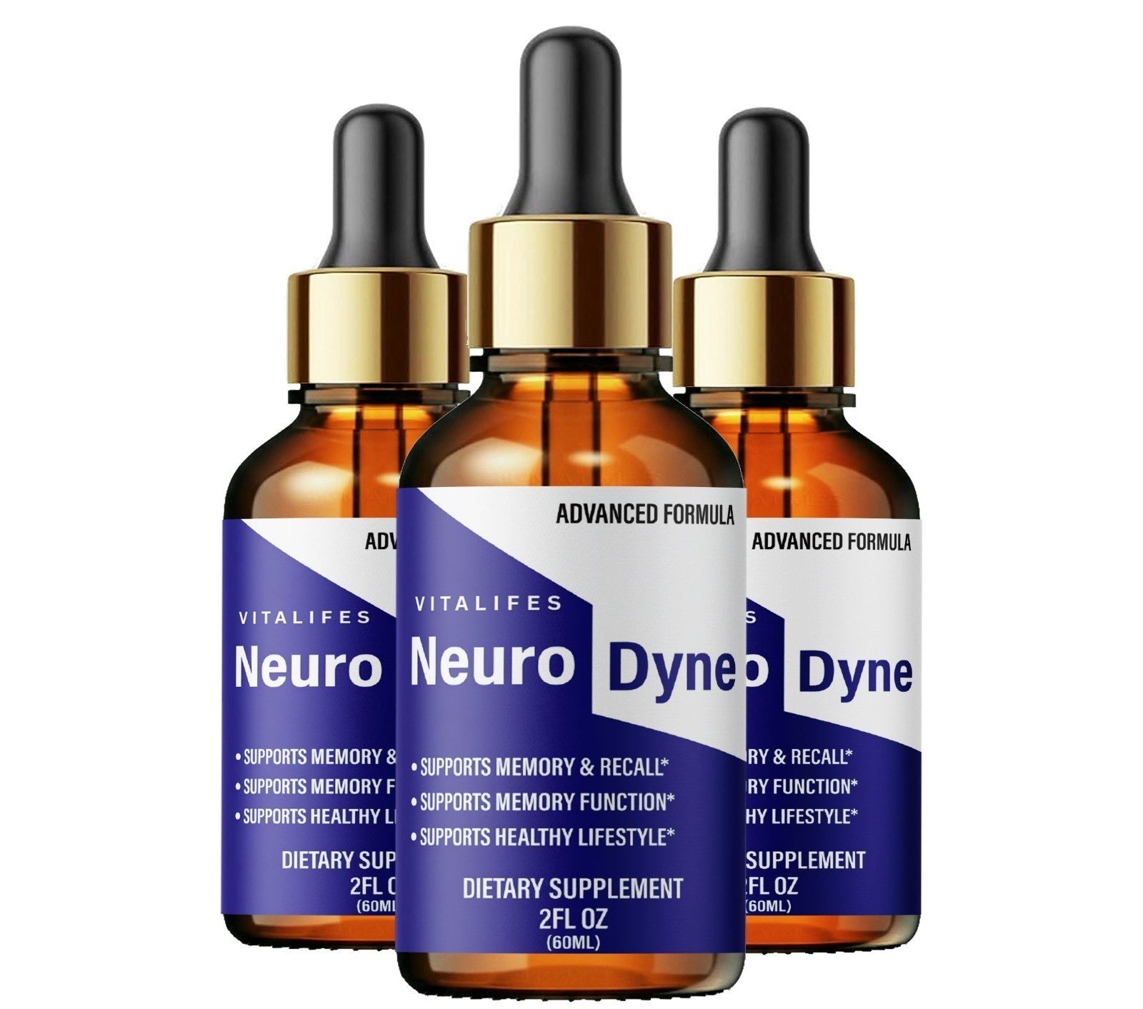 (3 Pack) NeuroDyne Drops, Neuro Dyne Liquid Formula for Brain, Focus & Memory