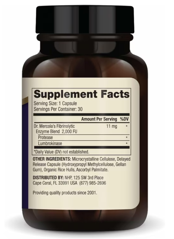 Dr. Mercola Lumbrokinase Enzymes Dietary Supplement – 30 Tablets; EXP 7/26