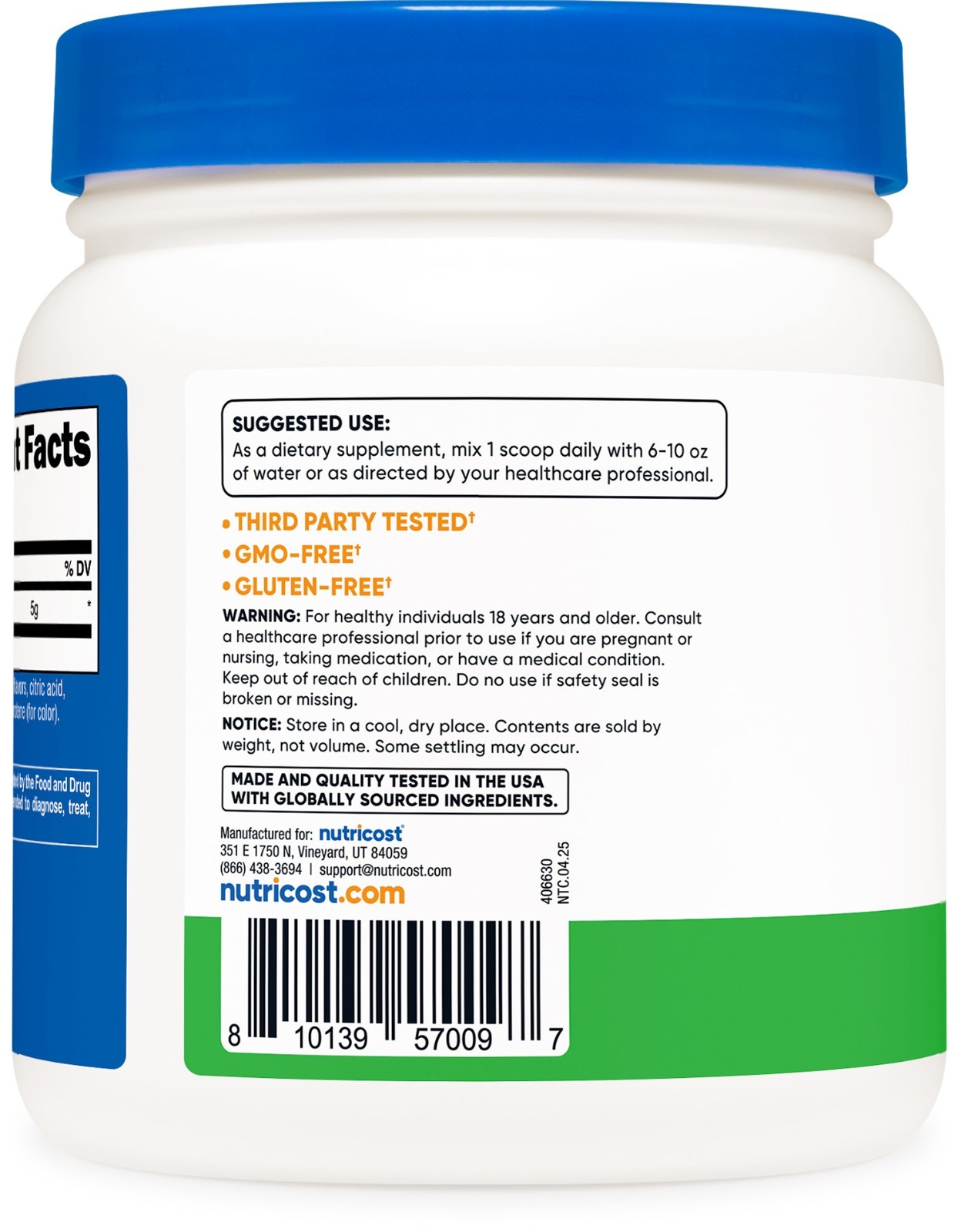 Nutricost L-Glutamine Powder Supplement (Green Apple) (82 Servings) (Stevia)