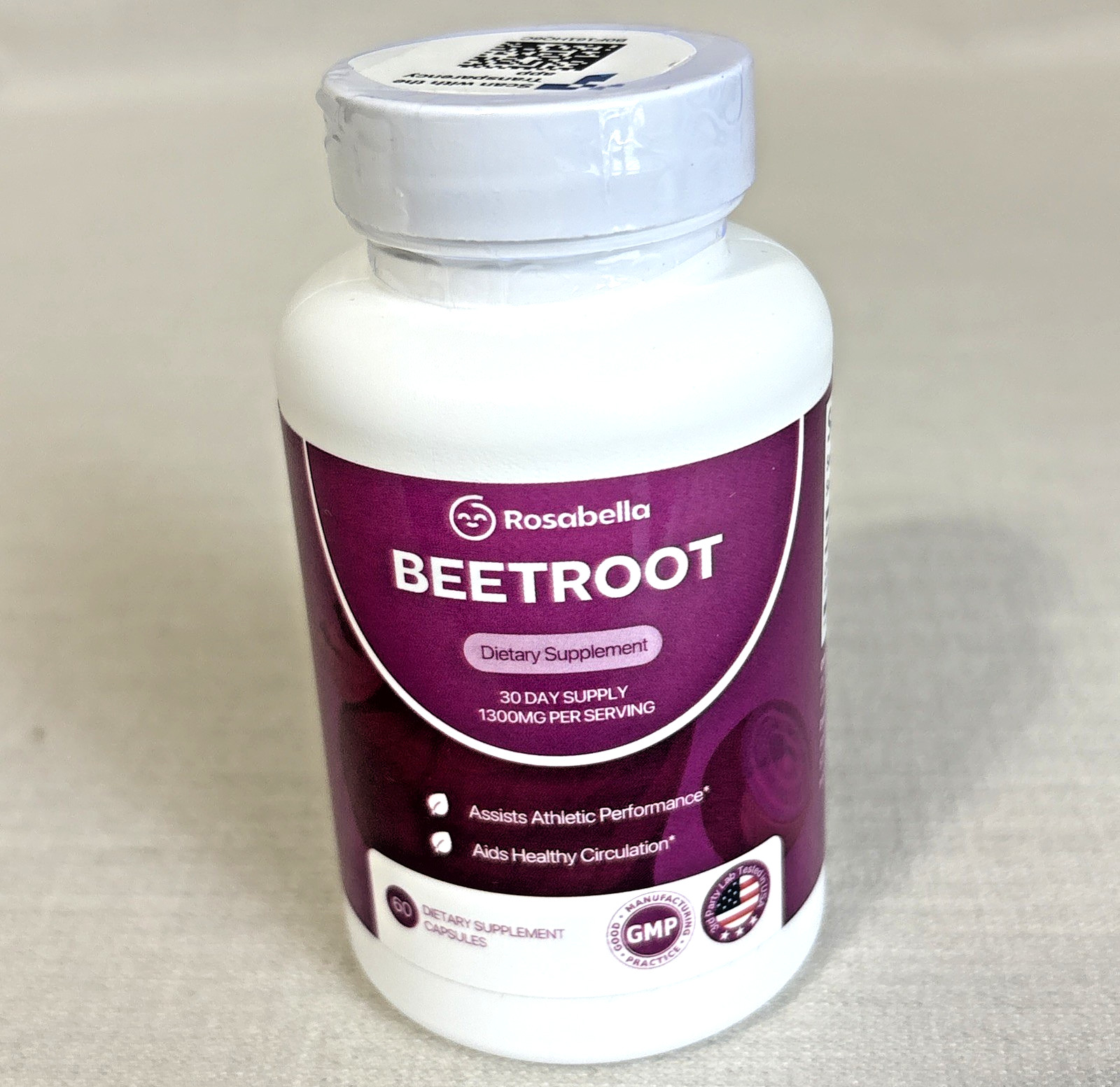 Rosabella Beetroot Dietary Supplement – 1300mg – 30 Day Supply – Exp 01/2028