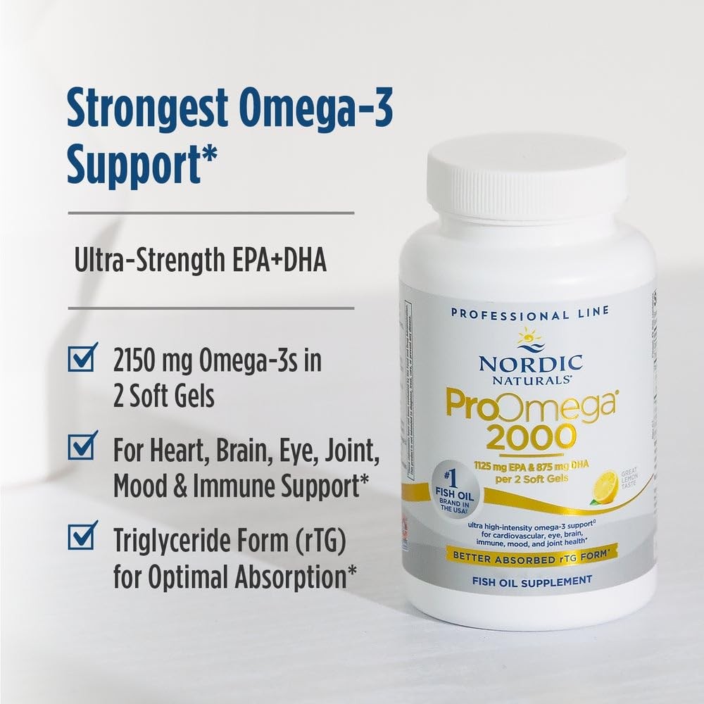 Nordic Naturals ProOmega 2000, Lemon Flavor – 120 Soft 120 Count (Pack of 1)