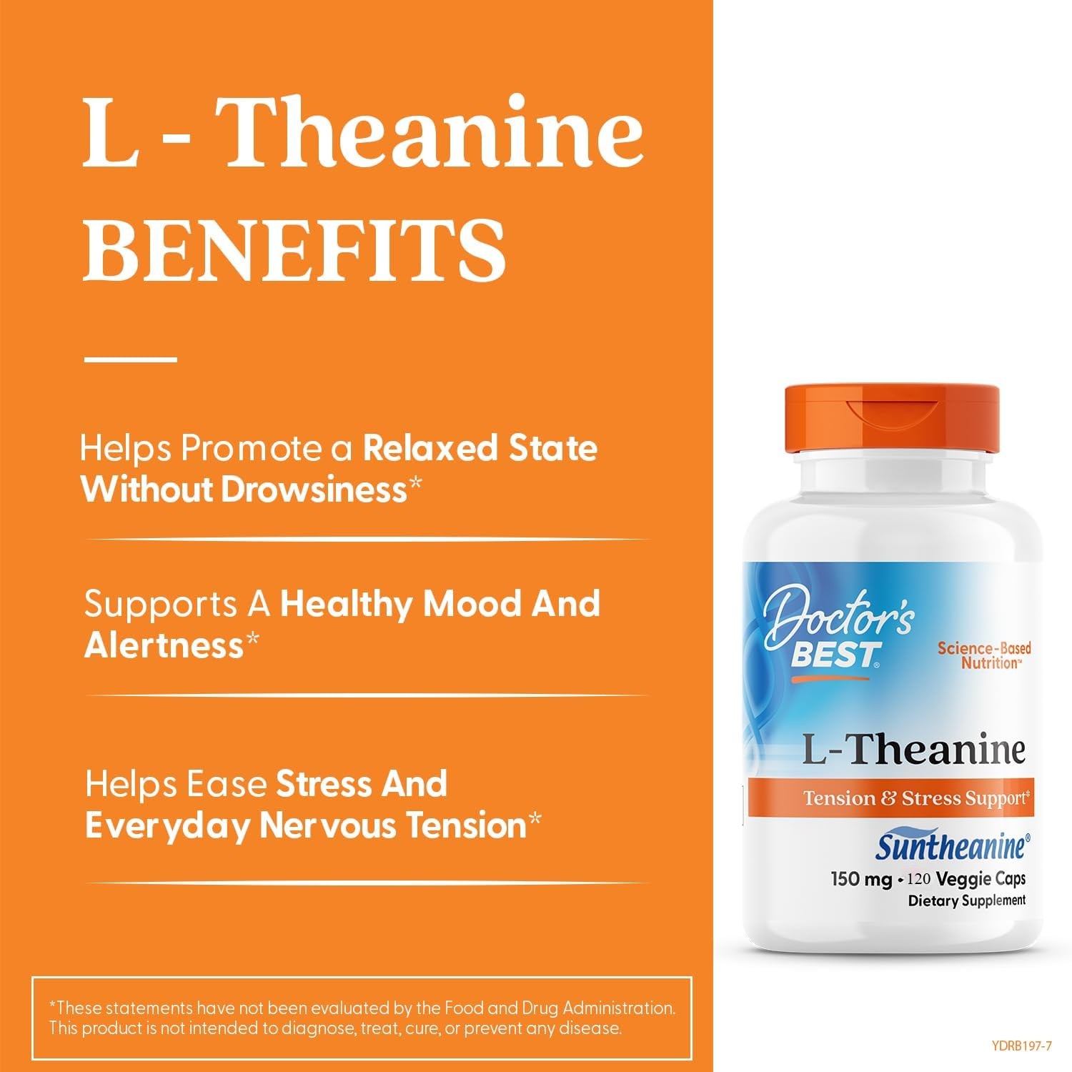 L-Theanine Contains Suntheanine 150 mg Reduce Stress Anxiety Sleep 120 Count