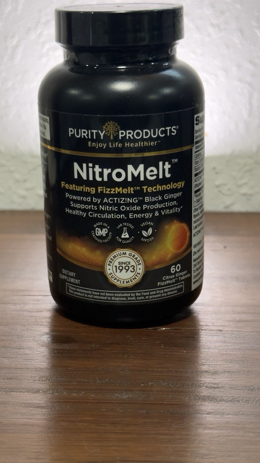 Purity Products NitroMelt Citrus Ginger Vegan Circulation & Energy Support 60ct