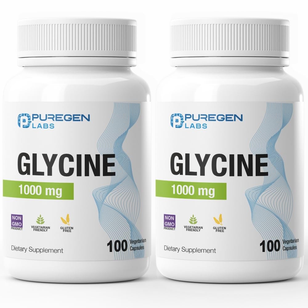 Puregen Labs Glycine 1000mg [High Potency] 100 100 Count (Pack of 2)