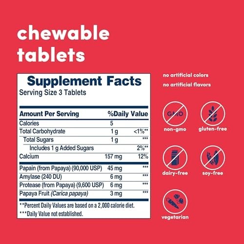 American Health Original Papaya Enzyme Chewable 600 Tablets