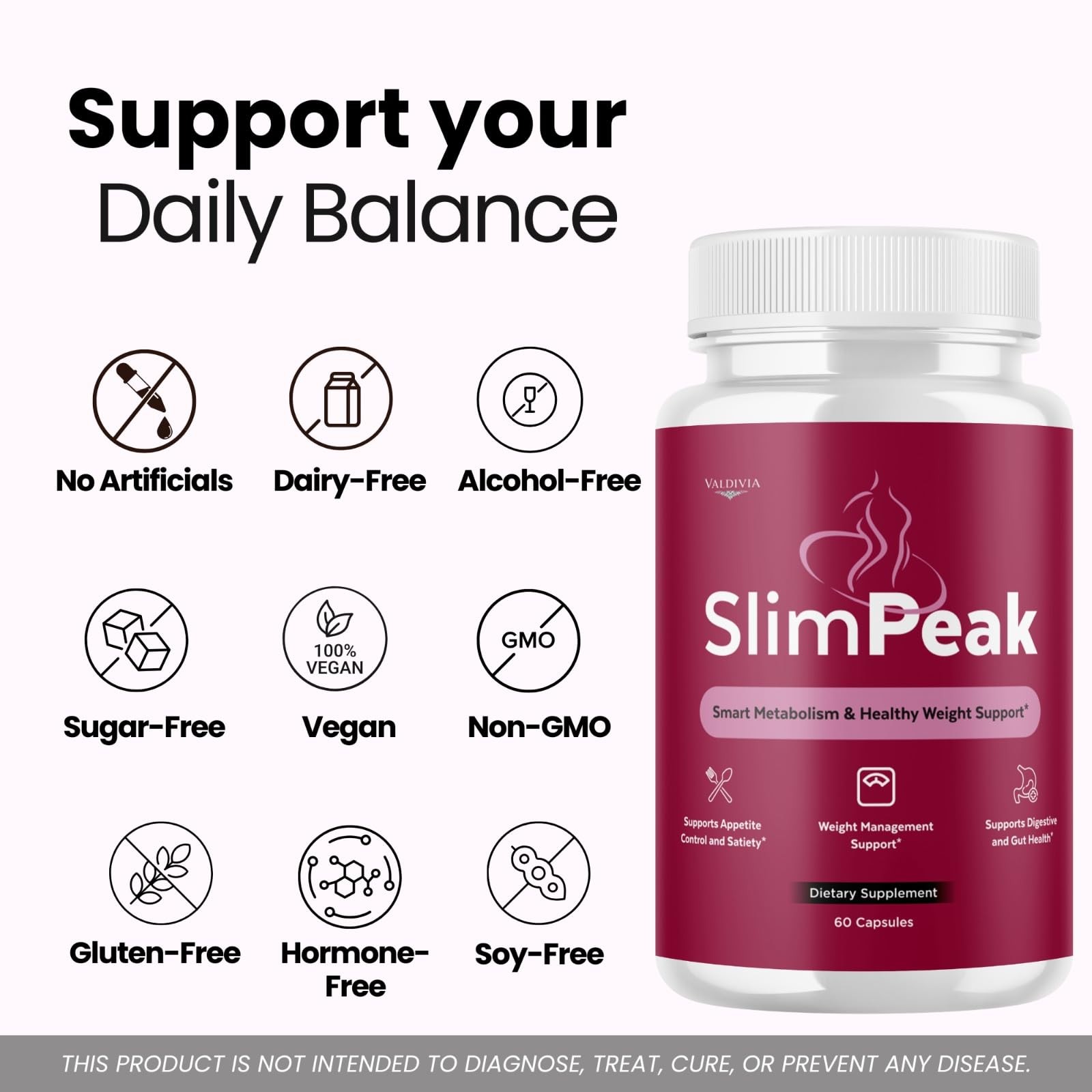 Valdivia (5 Pack) SlimPeak Capsules 300 Capsules 5 Pack Daily Made in USA