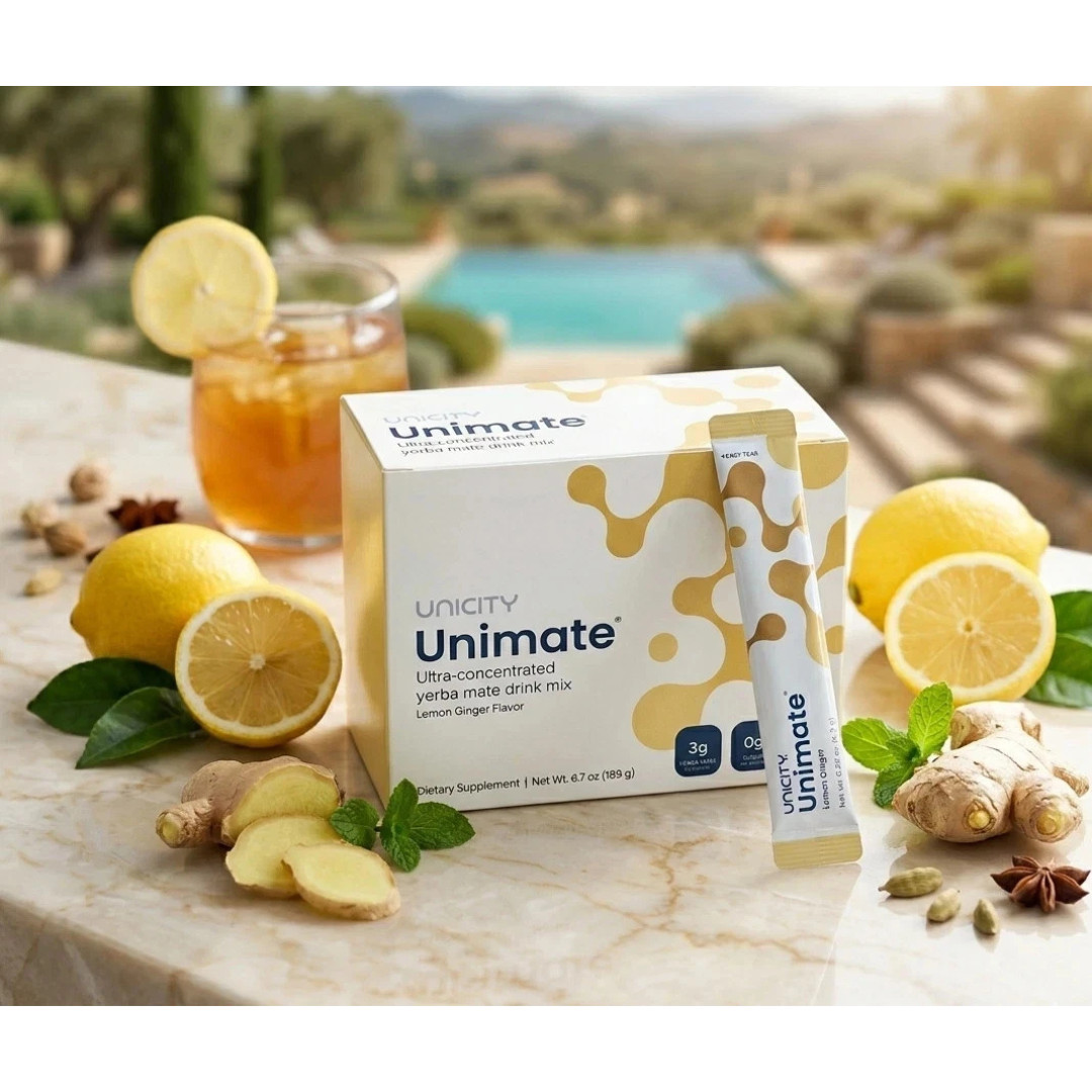 Unicity Unimate Lemon Yerba Mate Drink Mix 120 Sachets (4 Pack) Sugar Free Daily