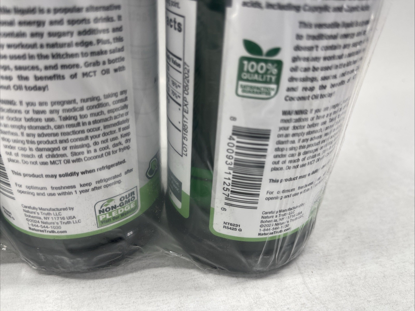 Lot of 3 Nature’s Truth MCT Oil Liquid 16 floz Coconut Oil Keto NoFlavor exp5/27