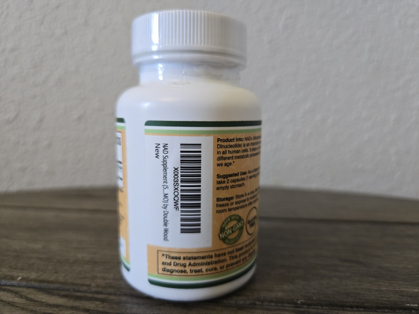 Double Wood Supplements NAD+ 500 mg 60 Capsules Non-GMO Gluten-Free Supplement