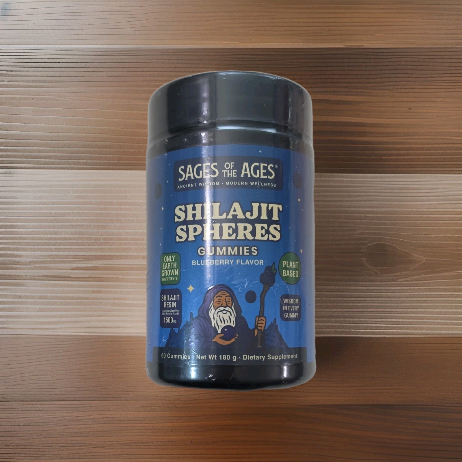 Shilajit 1500mg Blueberry Plant Based Gummies 60 Ct by Sages of the Ages