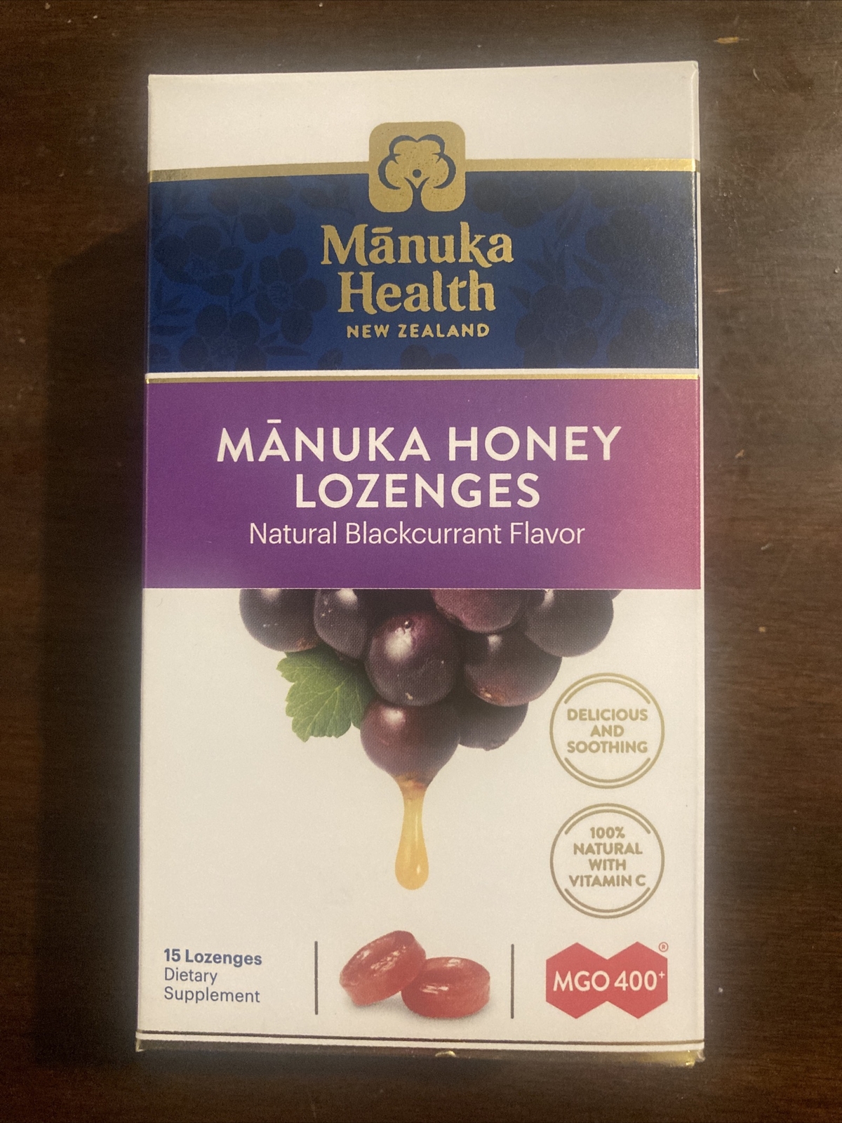 Manuka Honey Lozenges, Blackcurrant, MGO 400+, 15 Lozenges Exp 12/04/2025