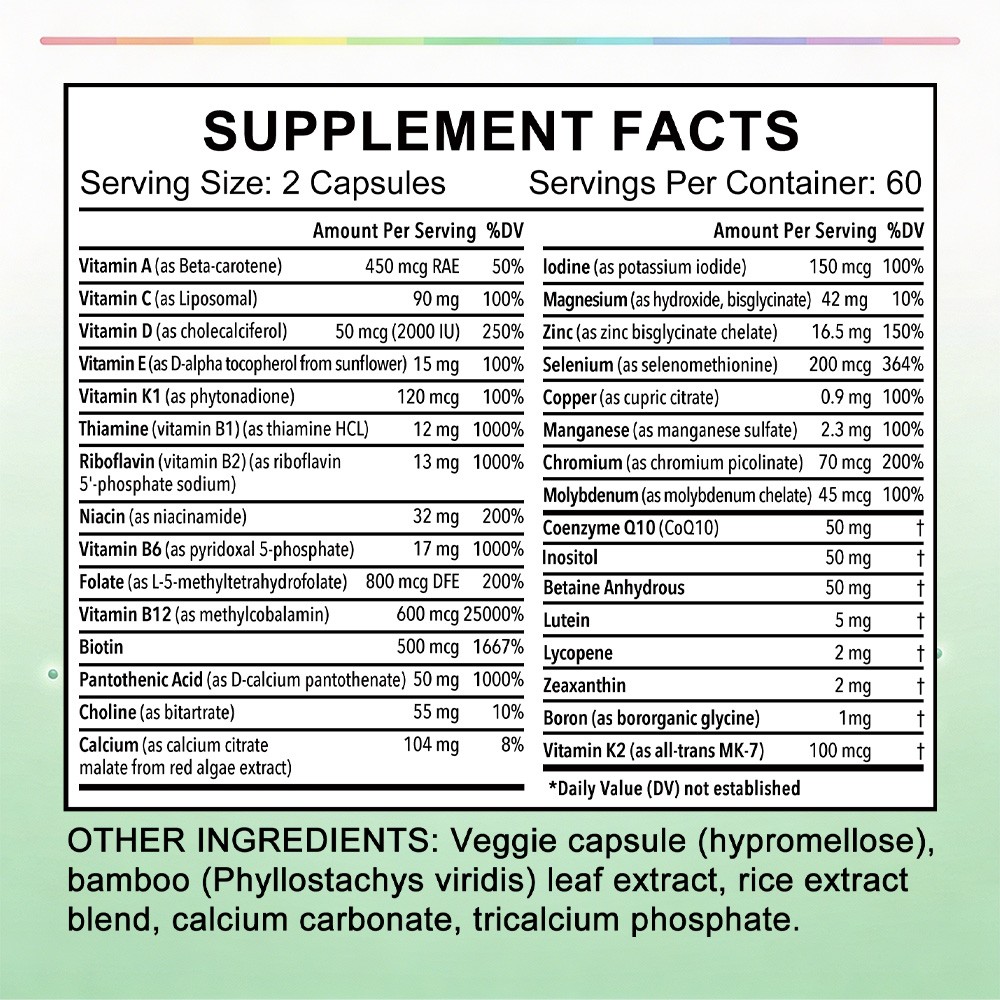 23in1 Multivitamin 30/60/120 Caps Daily Essentials for Heart,Brain,Eye & Immune
