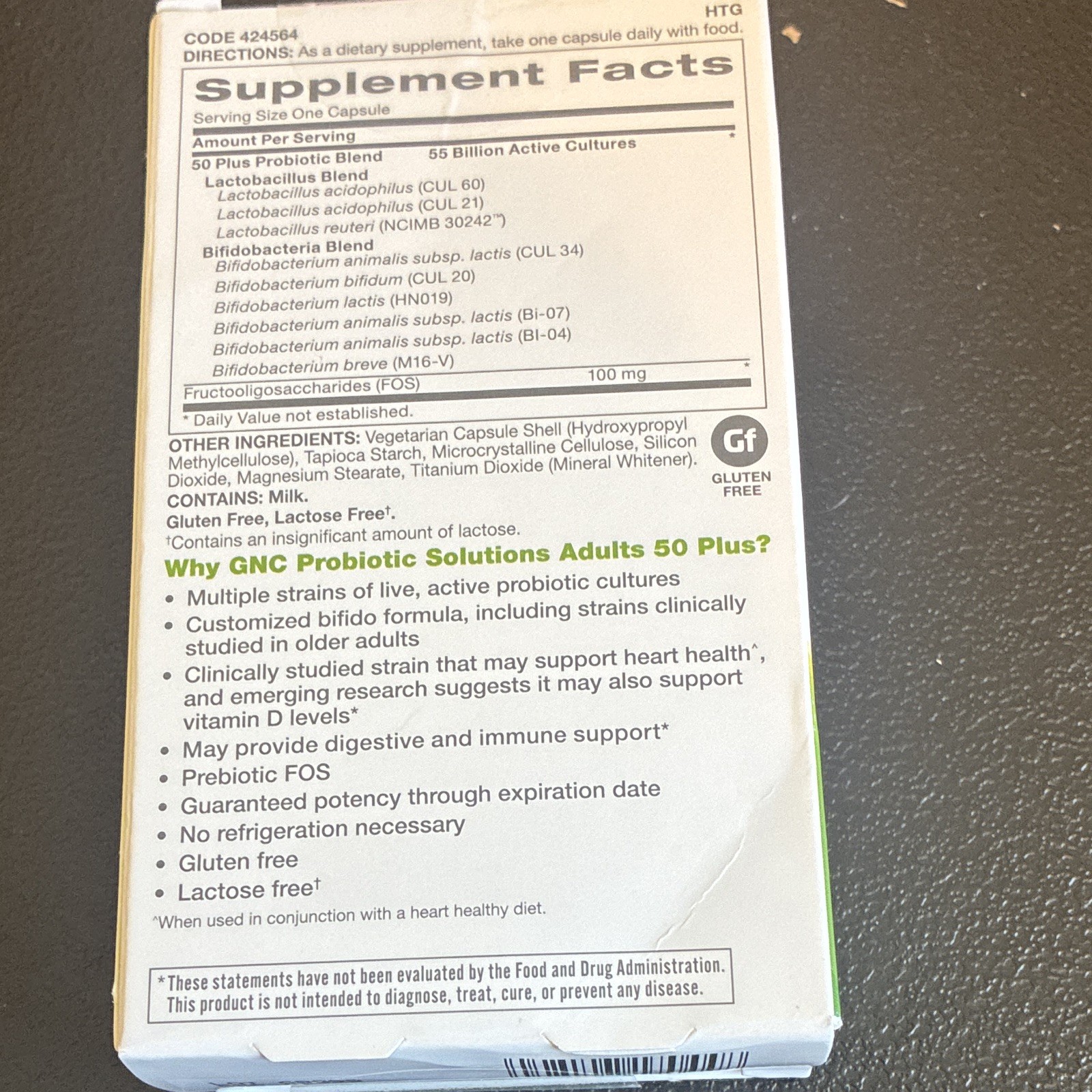 GNC Probiotic Solutions Adults 50+ 55 Billion CFUs Veg Caps 30 ct exp 08/26