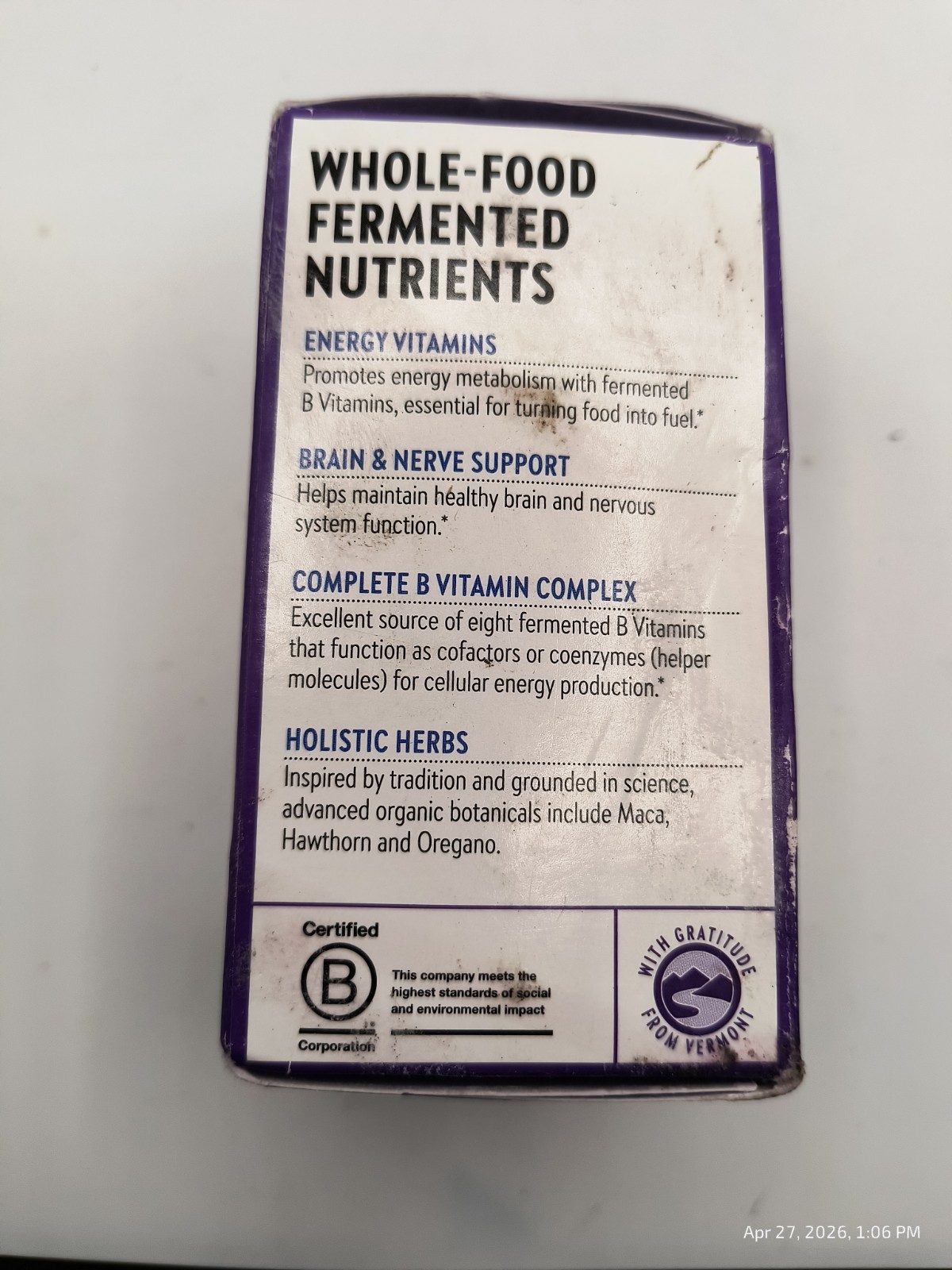 90 NEW CHAPTER Fermented Coenzyme Vitamin B Complex 90 Tablets Exp 5/27 Sealed