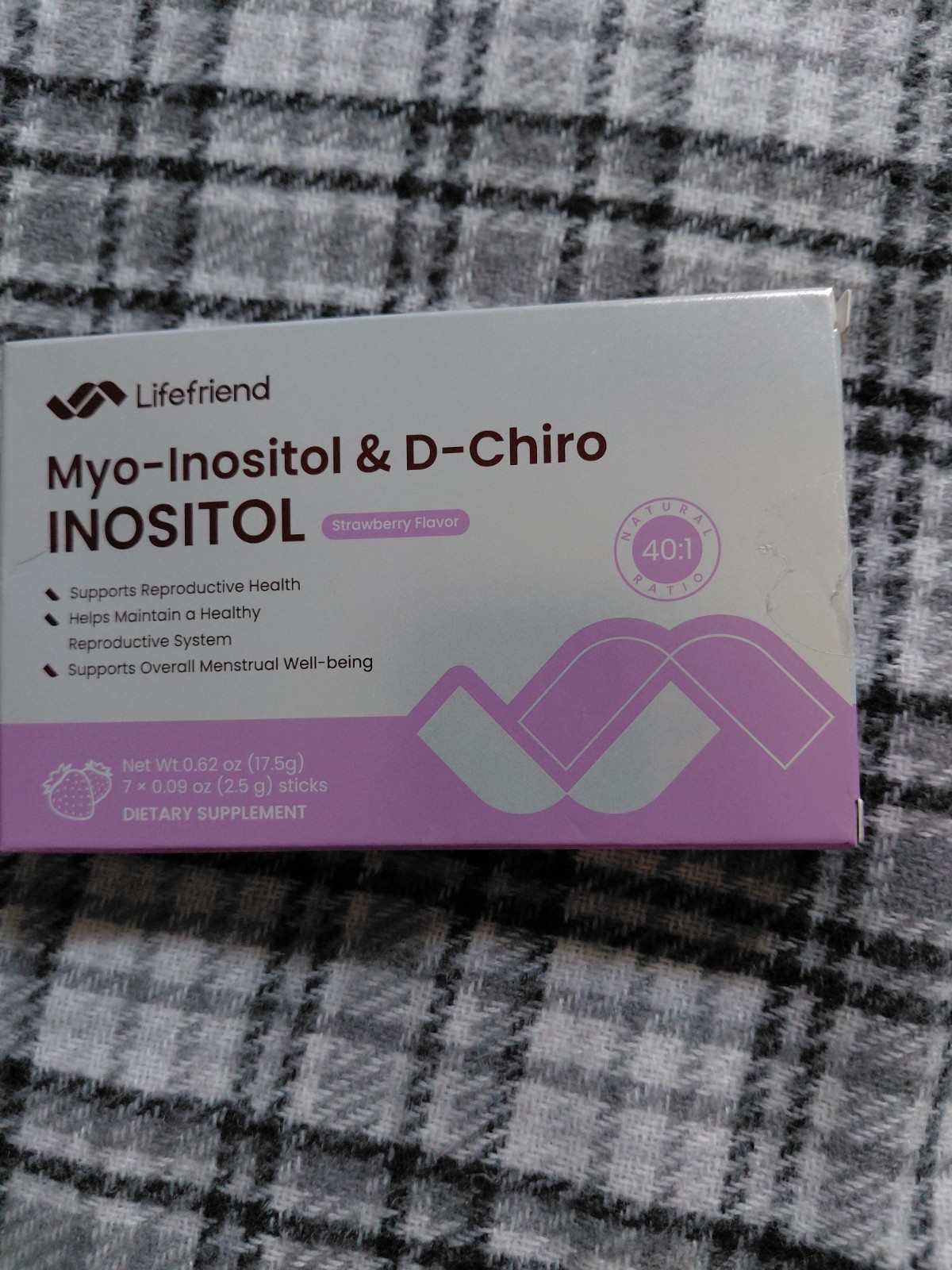 Lifefriend Myo & D-Chiro Inositol 40:1 Powder Strawberry 7 Sticks Gluten-Free