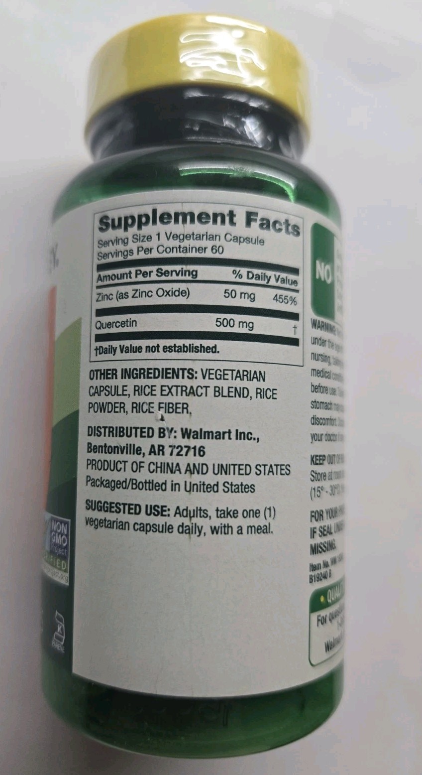 Quercetin 500 Mg Spring Valley Vegetarian Capsules 60 Count Exp 10-2028