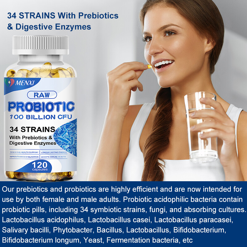Prebiotic&Probiotics Gas,Digestive Enzymes Constipation&Bloating Relief MX