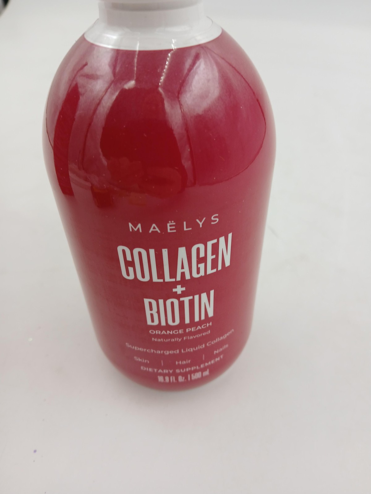 MAELYS Collagen + Biotin 16.9 Fl Oz Orange Peach Hair Skin Nails Supplement