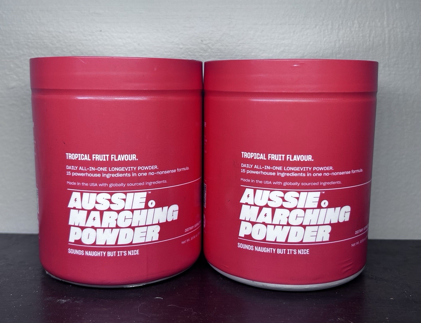 Aussie Marching Powder Tropical Fruit Flavor Supplement Drink Mix- LOT OF 2