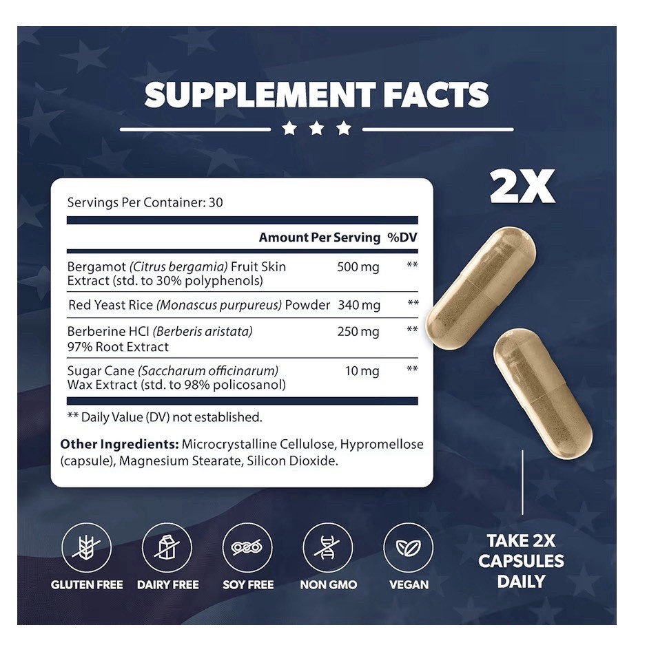 AMERICAN VITALITY Liberty Heart Wellness Cholesterol Supplement 60 Capsules