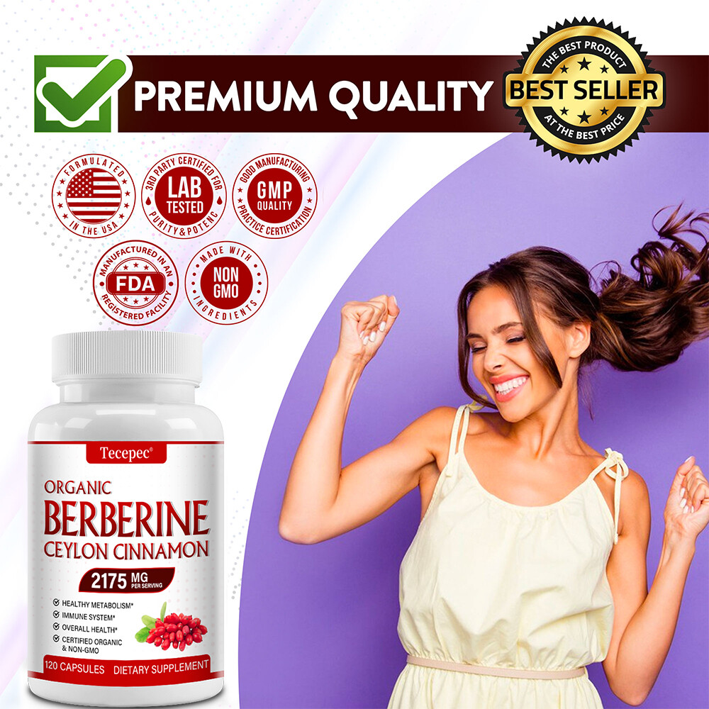 Premium Berberine 2175mg Plus Organic Ceylon Cinnamon – Heart Health & Immune