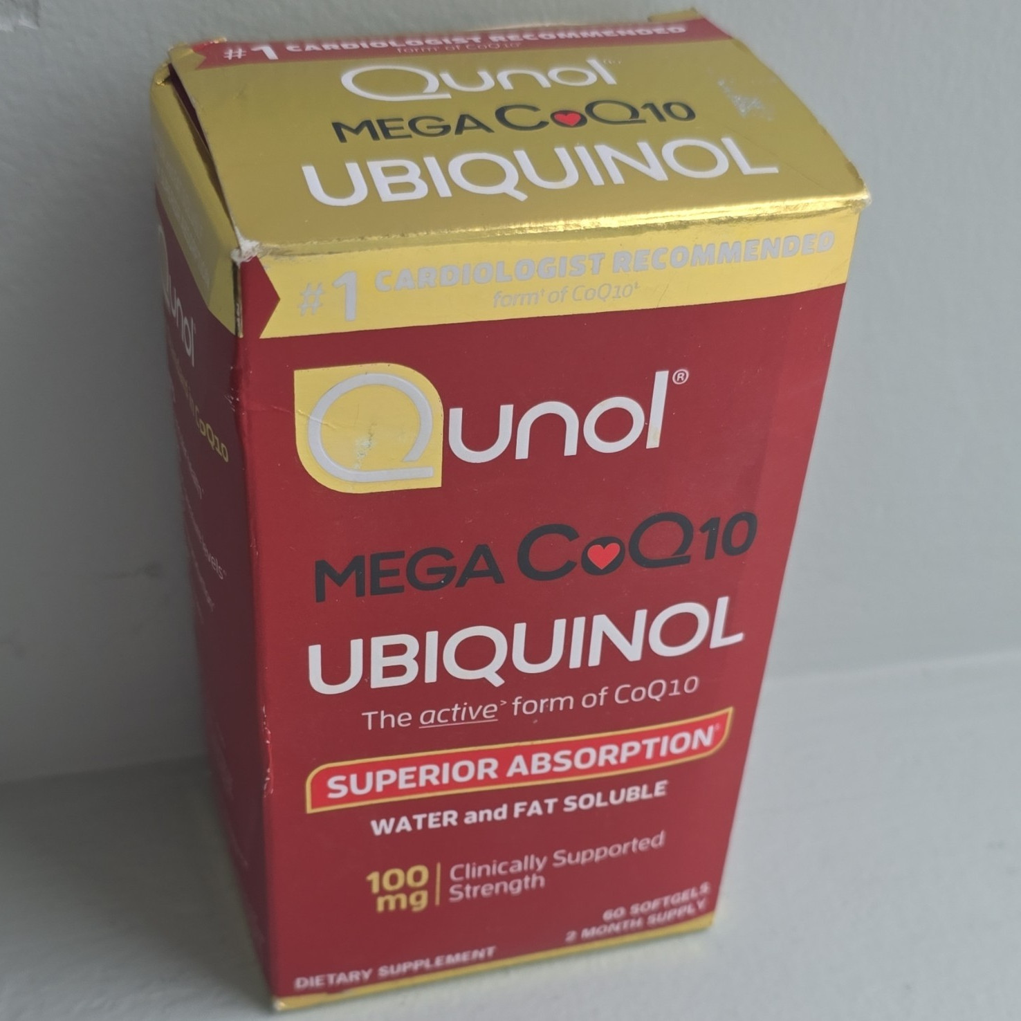 Qunol Mega CoQ10 Ubiquinol 100mg 60 Softgels Gluten-Free Supplement Exp 08/28