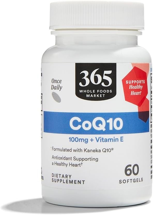 365 Whole Foods Market CoQ10 100mg + Vitamin E 20mg 30 Softgels Heart Health