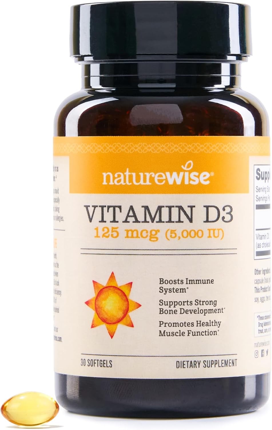 NatureWise Vitamin D3 5000iu (125 mcg) 30-Day Supply for Immune Support, Healthy