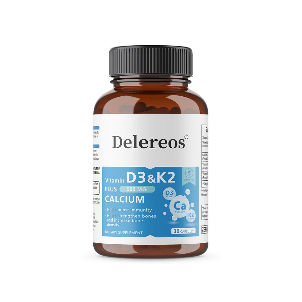 Vitamin D3 & K2 with Calcium-Support for Bone, Immune & Dental Health 30~120Caps