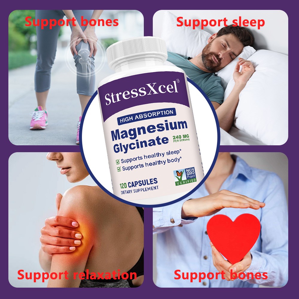Magnesium Glycinate 240mg Support Heart Healthy,Sleep Gluten-Free 30/60/120Caps