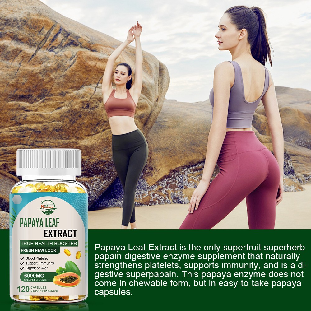 Papaya Leaf Extract 120 capsules Blood Platelet support Immunity Digestion Aid
