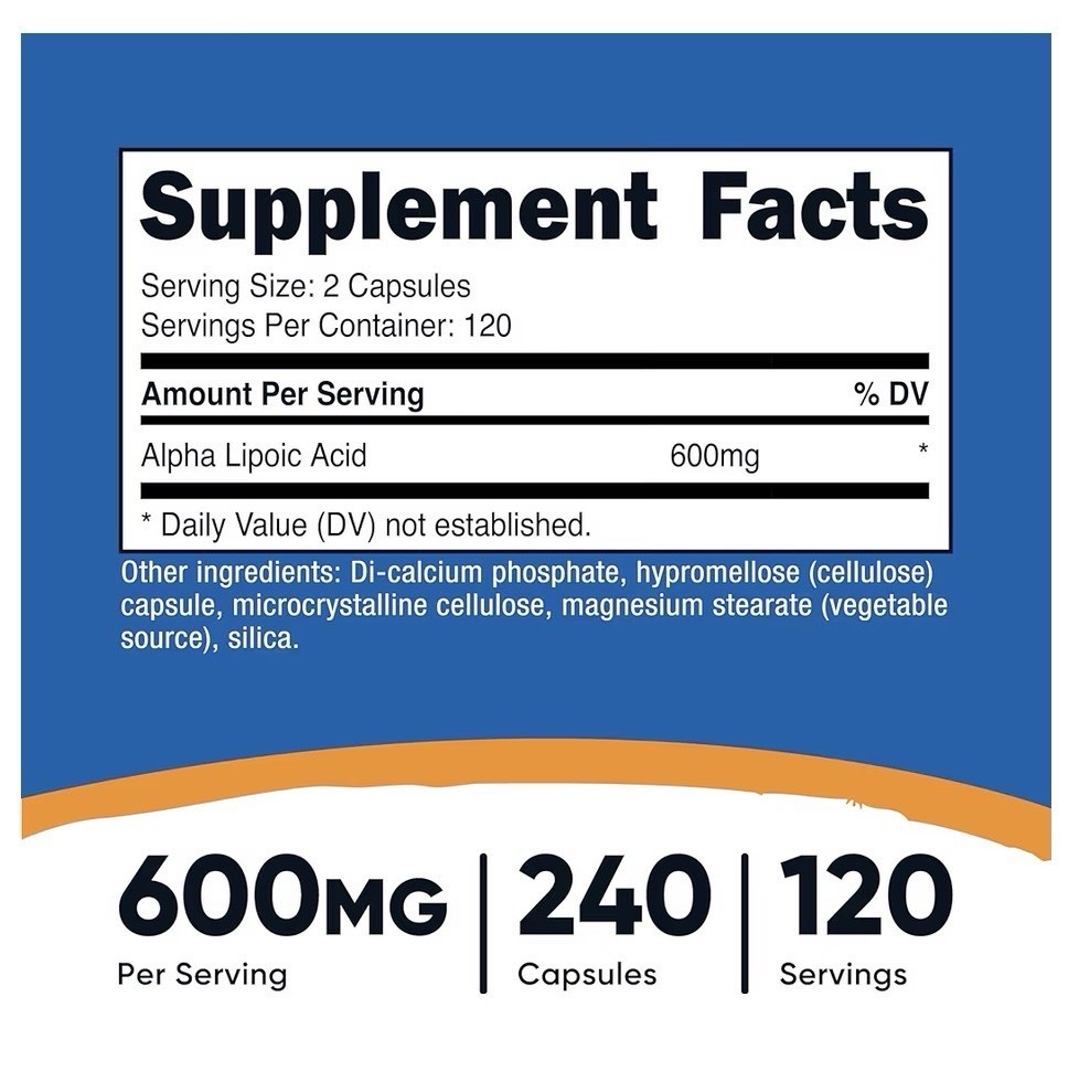 Nutricost Alpha Lipoic Acid – 600mg Per Serving – 240 Capsules | Vegan, Non-GMO