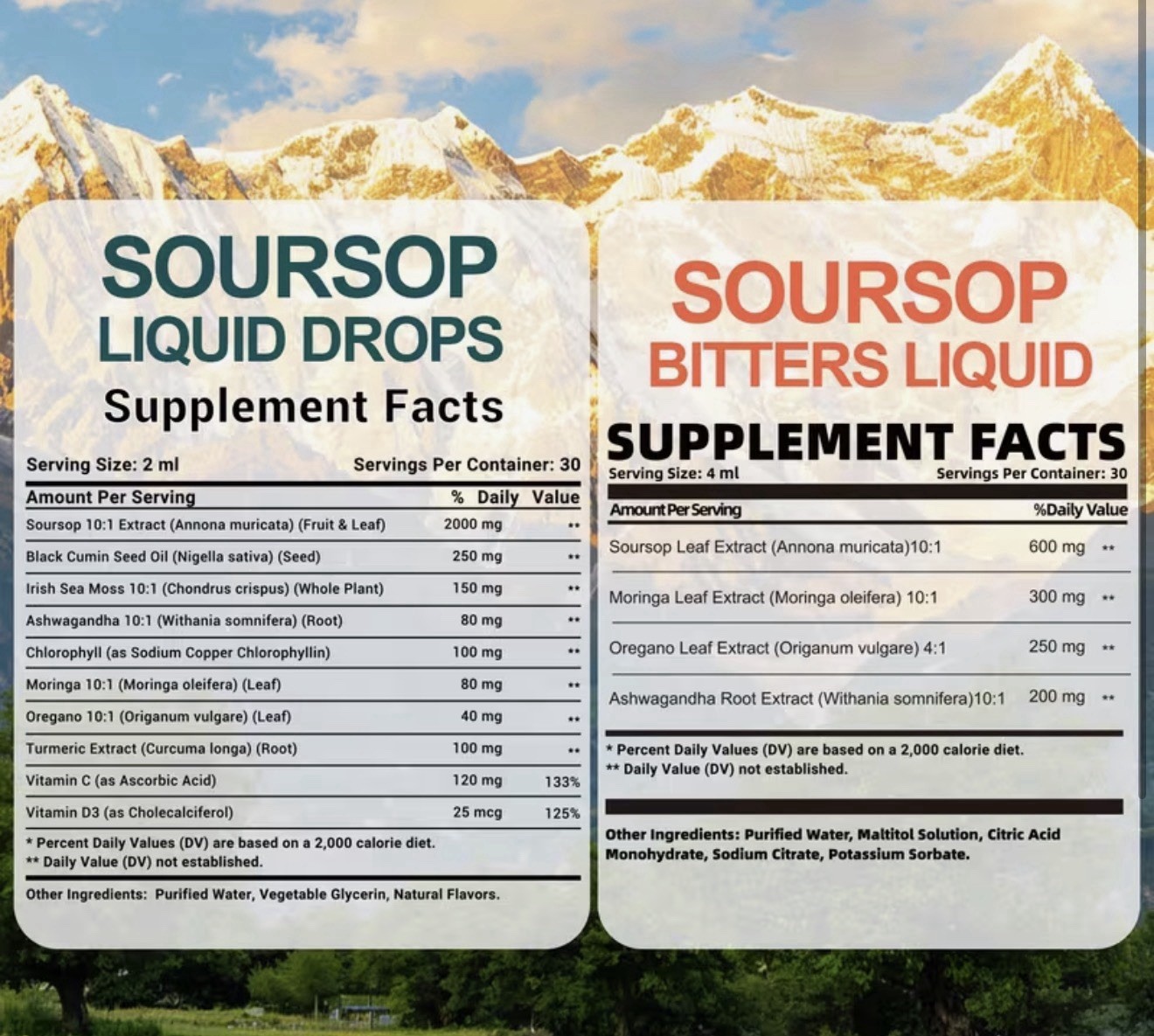 Himiyer Soursop Drops + Soursop Bitters Liquid Bundle, 120 mL (4 fl oz)
