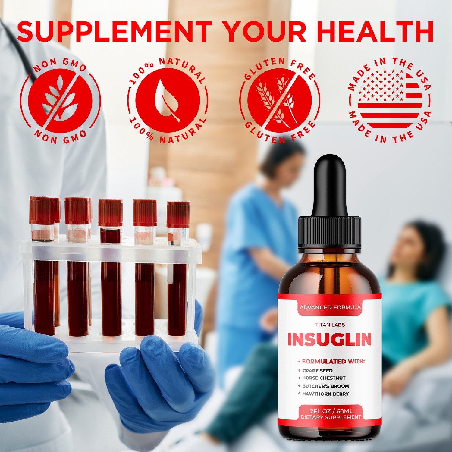 (1 Pack) Insuglin Drops Advanced Blood Support Supplement Insu Glin 30 Servings