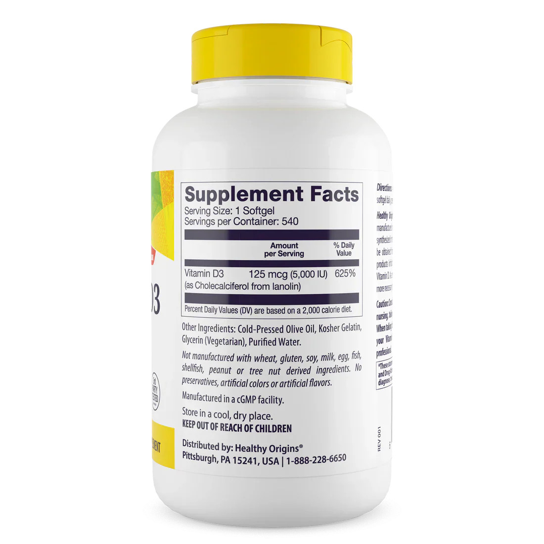Healthy Origins Vitamin D3 5,000 IU | 540 Softgels