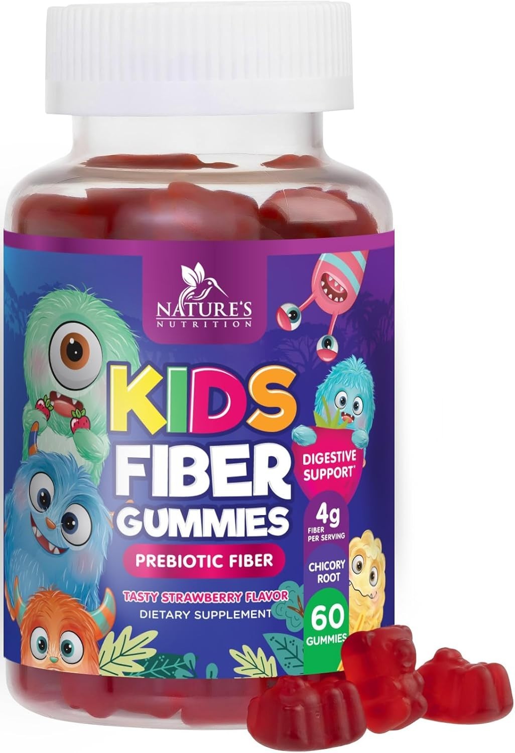 Fiber Gummies for Kids – Daily 4g Gummy Fiber Supplement for Prebiotic Digestive